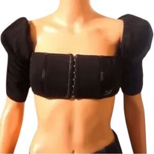 So Real Corset Puff Sleeve Crop Top Black S NWT